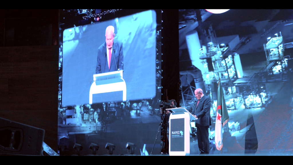 Rachid Hachichi ex PDG of Sonatrach delivering a speech at NAPEC 2025 Oran- algeria